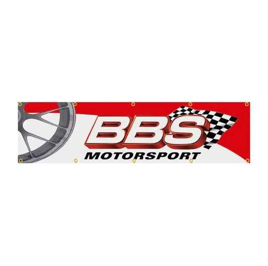 BBS Motorsport Flagge mit 10 Ösen – Wanddeko für Garage, Wohnzimmer & Hobbyraum