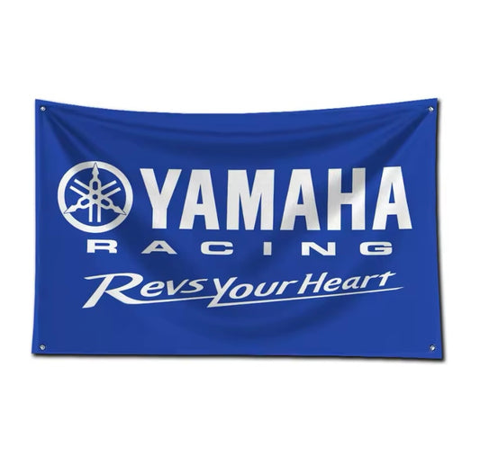 Yamaha Flagge mit 4 Ösen – Wanddeko für Garage, Wohnzimmer & Hobbyraum