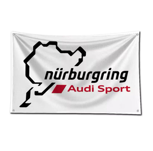 Nürburgring Flagge Audi Sport – Motorsport Deko für Garage, Hobbyraum & Fans